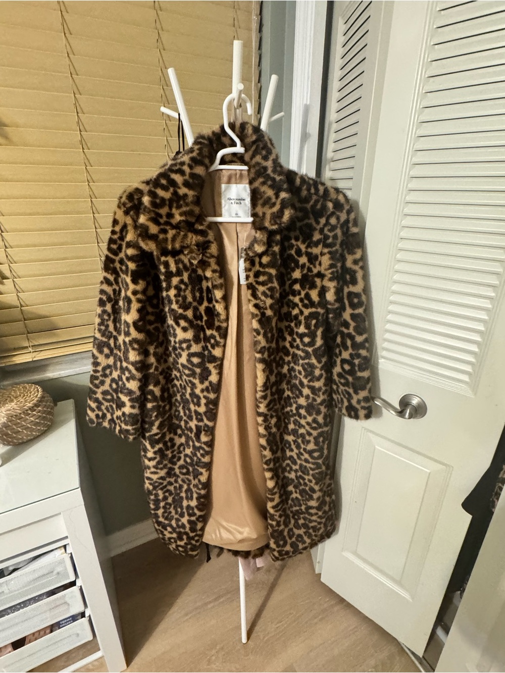 Leopard Print Faux Fur Coat - Brown
